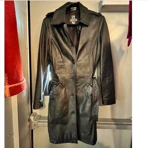 Black Leather Trench Coat